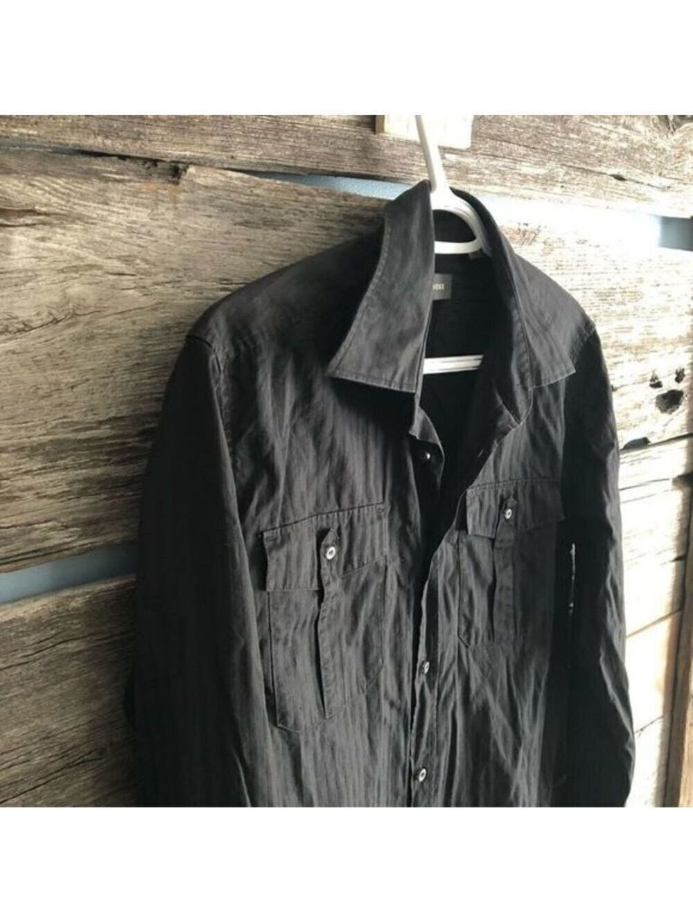 MEXX size Med Black striped button down dress shirt